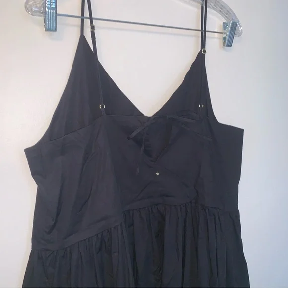 Cuyana Black Tiered Cami Midi Dress Organic Cotton with Pockets XL - Picture 8 of 10